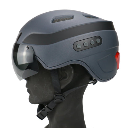 HA03D アップグレード Bluetooth 通話スマートヘルメット、1080P HD 内蔵ドライビングレコーダーカメラ、取り外し可能なバイザー、ターンシグナルテールライト付き