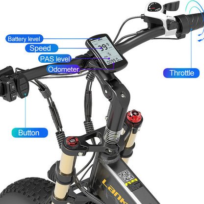 ランケレイシ X3000plus 空気前部フォーク20インチ4.0の脂肪質のタイヤの雪のバイク、折るマウンテン バイク、1000Wモーター、完全な懸濁液、改善された前部フォーク