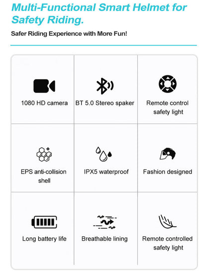 Bluetoothは作り付けの運転のレコーダーのカメラ、取り外し可能なバイザー、都市通勤のためのTurn信号のテールライトが付いているスマートなヘルメットを、呼ぶ