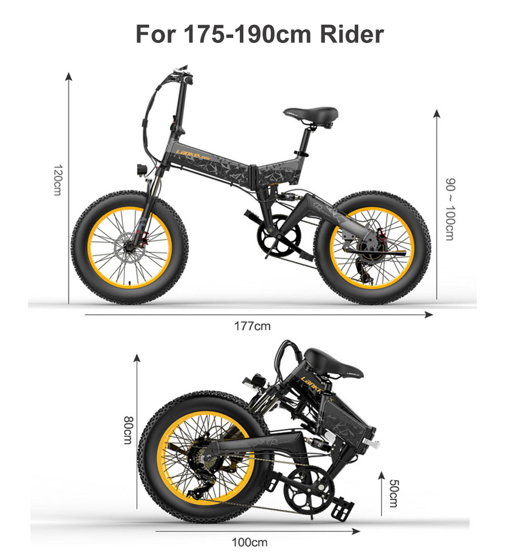 Lankeleisi X3000plus 1000W折るEバイク48V 14.5A/17.5A 電気バイクの雪のバイク20インチのマウンテン バイクの前部及び後部完全な懸濁液